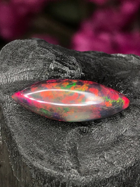 15.90x5.30 MM Black Opal Marquise Natural Black Ethiopian Fire