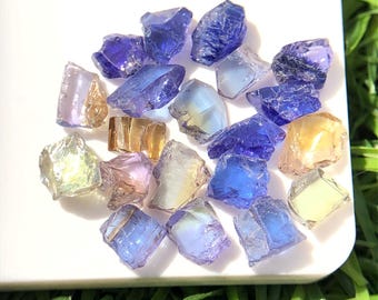 Natural Unheated Tanzanite Rough Lot: 3 MM To 6.50 MM Size Zoisite Tanzanite Rough, 11 Carats Tanzanite Lot ( 20 Pieces )