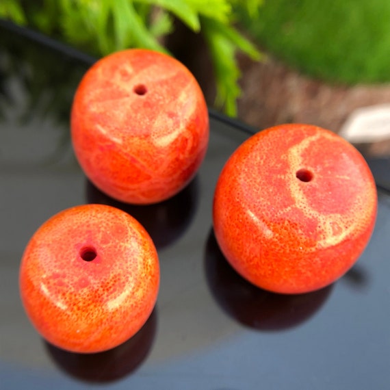 Natural Orange Moonga Coral Lot, 172 Loose Moonga Coral Salmon Lot,  Vintage Drilled Coral Salmon Pc, Orange Stunning Moonga Coral Lot