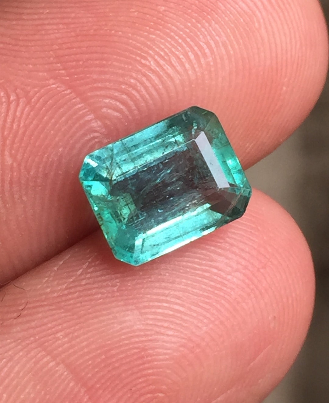 Bluish Green Emerald, Natural Emerald, Emerald Octagon, Emerald