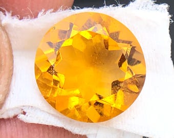Naturlig rund citrin, 10 MM lös citrin, gulfärgad citrin, fasetterad citrin, citrin ädelsten för tillverkning av hängen.