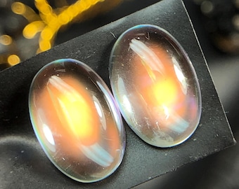 Par de piedras lunares de Madagascar, ideales para pendientes/aros, piedra lunar natural de Madagascar, cabujones de piedra lunar, piedra lunar andesina, par de 5,70 quilates.
