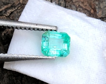 Natural Green Emerald, 4x3 MM Emerald Octagon, Loose 0.30 Carats Zambian Emerald, Untreated Cut Gemstone For Making Pendant/Jewelry.
