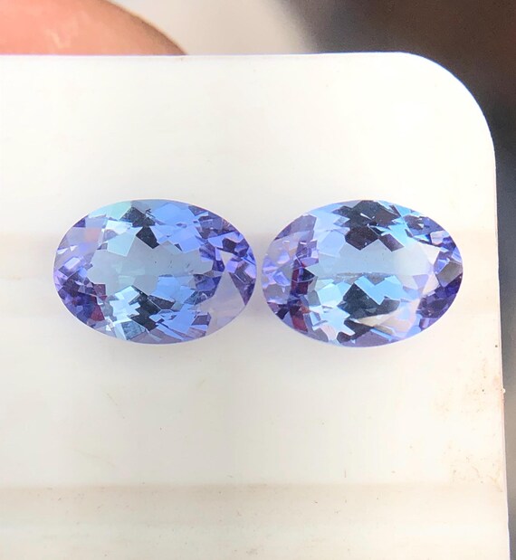 Natural Zoisite Tanzanite Pair,  Loose Faceted Tanzanite Oval, 8x6 MM Approx, 2.4 Ct. Rare Good Quality Tanzanite, For Making Jewelry.