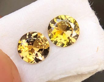 Unheated Golden Yellow Tanzanite Pair, Non Heated Tanzanite, Tanzanite For Studs Earrings, Loose Tanzanite, 5 MM Tanzanite Round, 0.90 Ct.