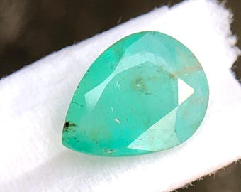 Natural Pear Emerald Gemstone, Green Cut Stone (9x7 MM, 1 Ct)