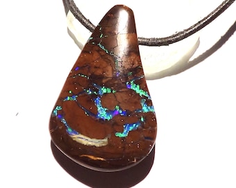 136ct! Giant Koroite Gem Opal Pendant Green/Turquoise-Blue Veins