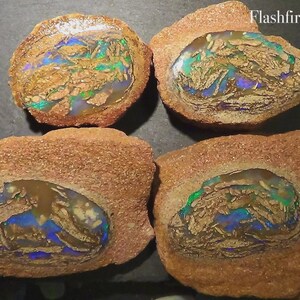 2000 ct. Pipe Boulder Opal 4-er SET Türkise Grün-Blaue Adern