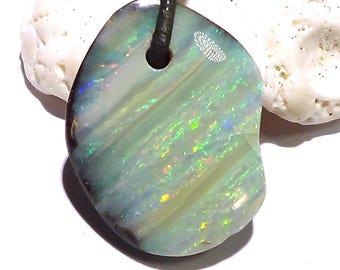 42.8ct. PREMIUM Boulder Opal Pendant Green-Orange -Gold-Turquoise