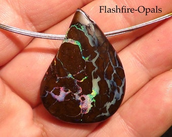 74.1ct! Koroit Gem Opal Pendant Gold/Red/GREEN/TURQUOISE VEIN