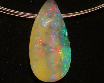 67.2 ct gem boulder opal pendant brilliant red-gold-green FLASHFIRE-OPALS