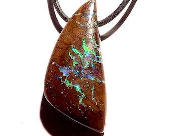 134ct! Giant Koroite Gem Opal Pendant Green/Turquoise-Gold Veins