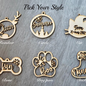 Custom Christmas name ornaments, Wooden Snowflake Dogpaw Ornaments, Name Ornaments, Pet Ornaments, Christmas tree, Family Ornaments,