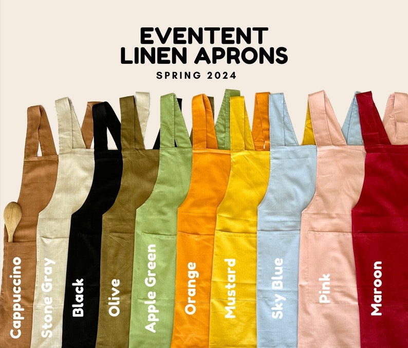 FREE Linen Scrunchy Unisex Aprons Custom aprons Japanese Style Cross-back Aprons Multipurpose Aprons 100% Linen, Linen aprons image 1