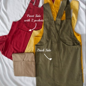 FREE Linen Scrunchy Unisex Aprons Custom aprons Japanese Style Cross-back Aprons Multipurpose Aprons 100% Linen, Linen aprons image 6