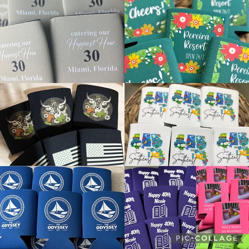 Personalized Can Coolers, Party Favors, Wedding Favors, Bridal Party, Groomsman gift, Beach Party favors, vacation trip favors, Promo favors image 4