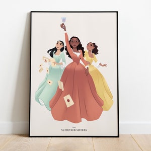 Póster de fanart del musical Hamilton de Schuyler Sisters, Beno Meli, tamaño A1, impresión, decoración de pared, ilustración, arte mural, regalo de Navidad.