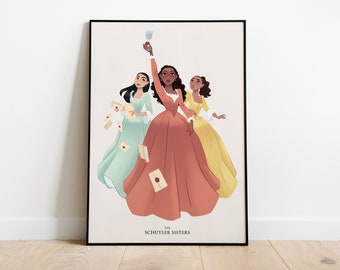 Schuyler Sisters Hamilton Musical Fanart Poster Beno Meli/A1/Print/Walldecor/Illustration/Wallart/Art/ Christmas Gift Present