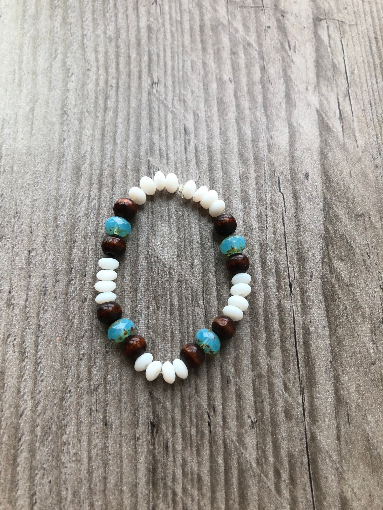Weißes blaues und braunes Armband | Etsy
