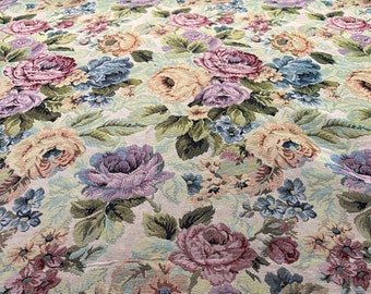 Tissu d'ameublement gobelin à motifs floraux au mètre H 280 cm (vendu au demi mètre).Draperie, canapé. Braderie