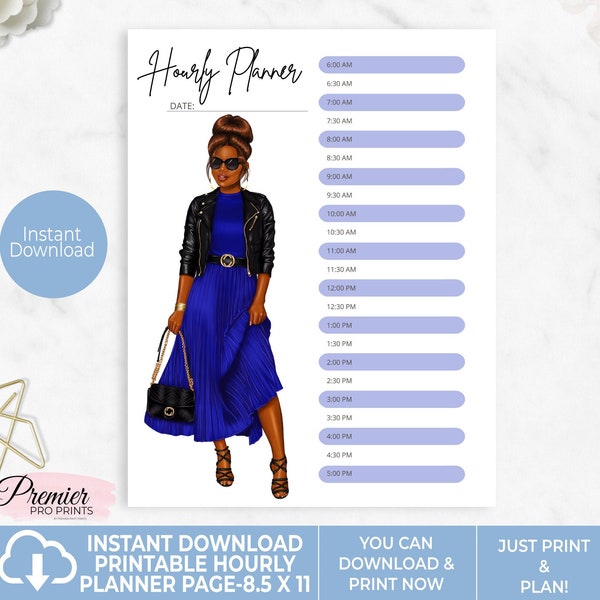 Instant Download Printable Hourly Planner Page 8.5x11-HPP007