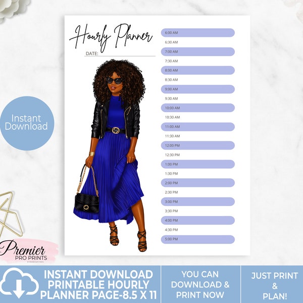 Instant Download Printable Hourly Planner Page 8.5x11-HPP003