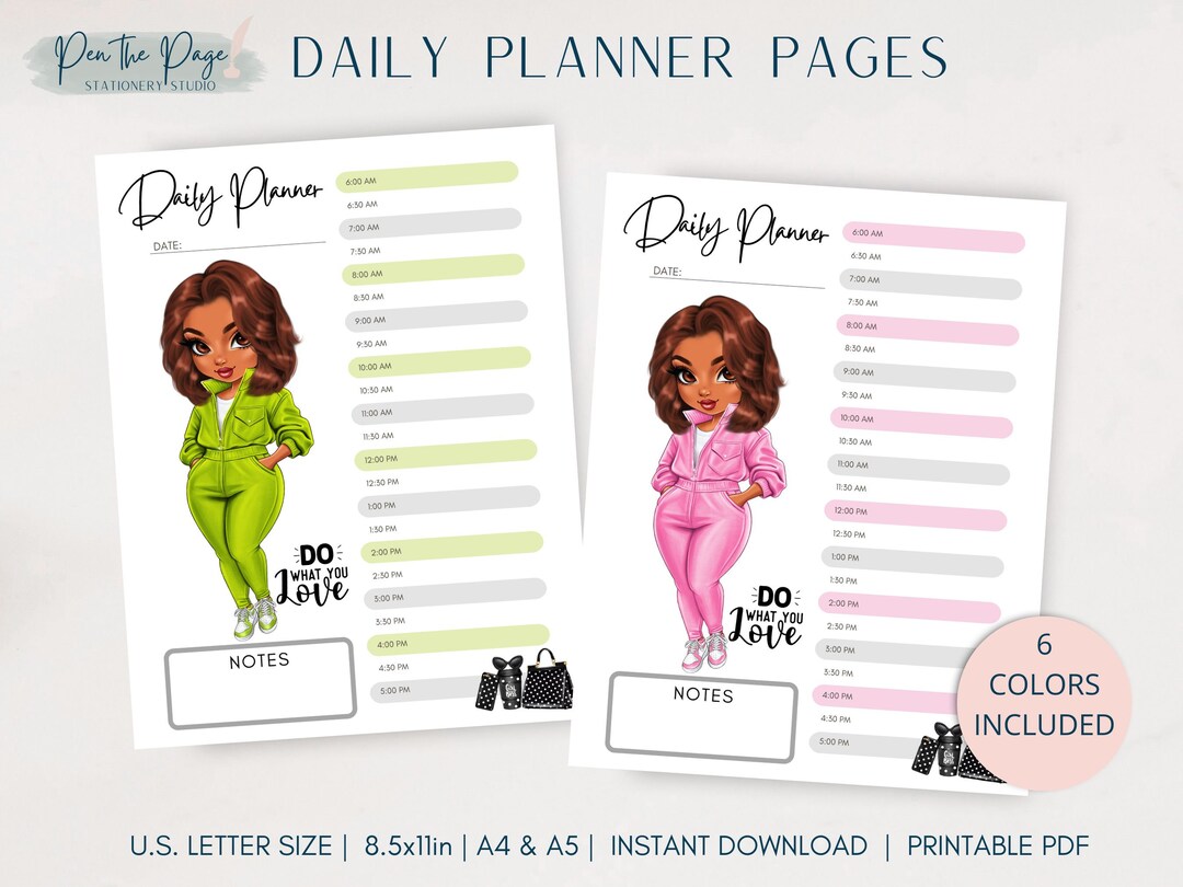 Instant Download Printable Daily Planner Page 8.5x11 A4 A5 DP 002 - Etsy