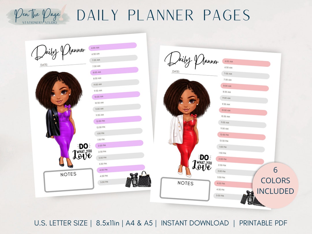 Instant Download Printable Daily Planner Page 8.5x11 A4 A5 DP 003 - Etsy