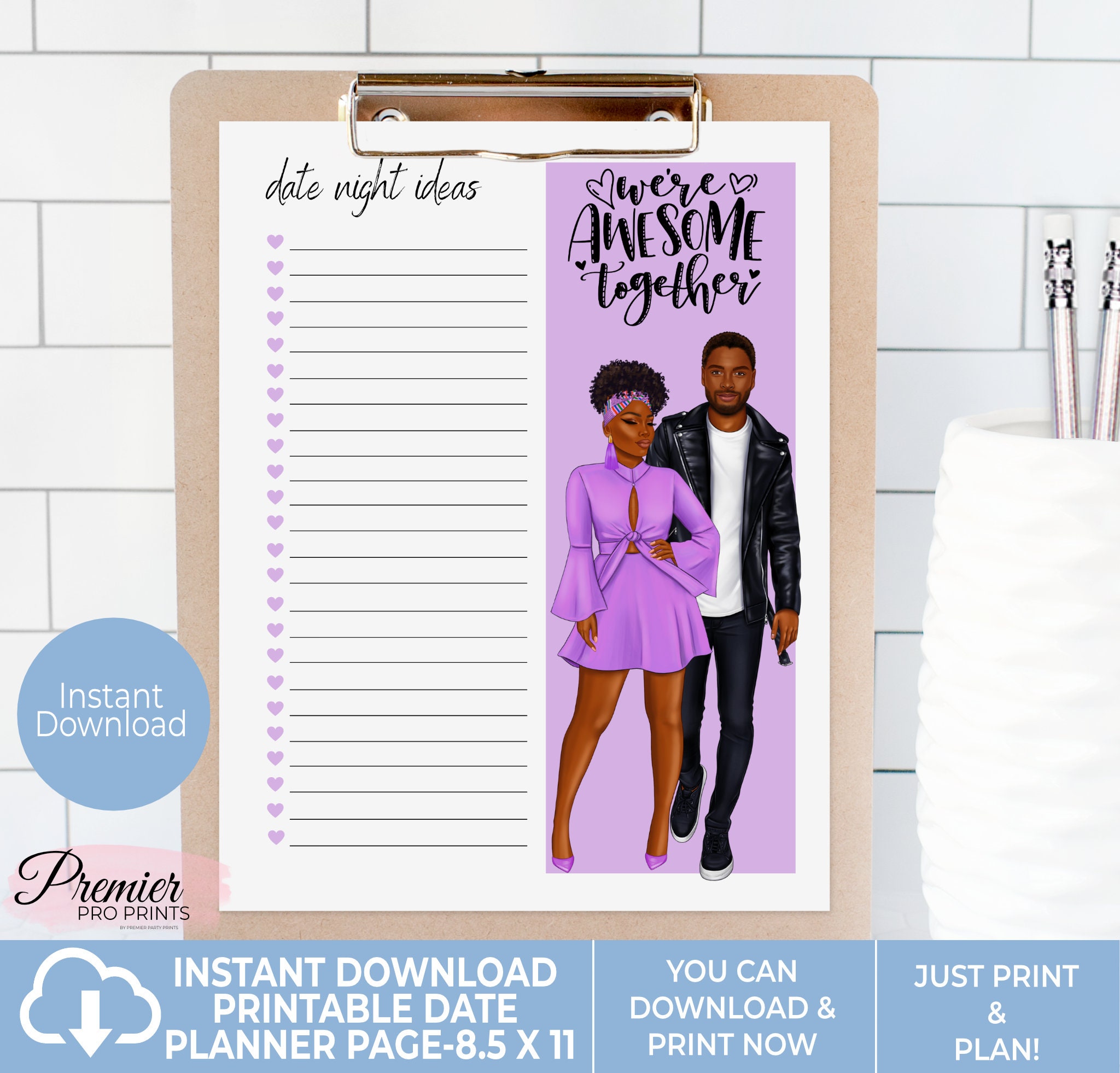Instant Download Printable Date Night Couple Planner Page - Etsy España