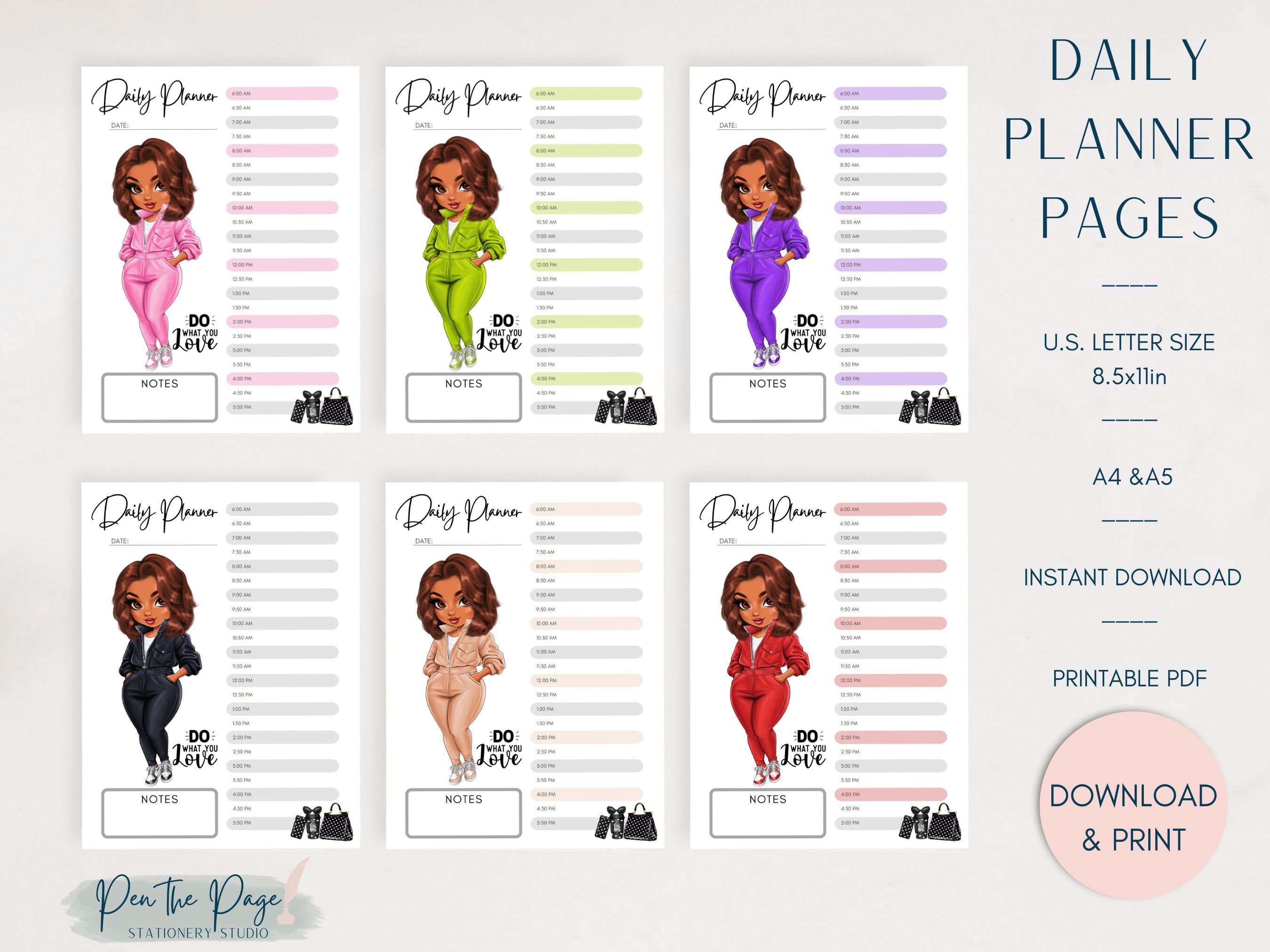 Instant Download Printable Daily Planner Page 8.5x11 A4 A5 DP 002 - Etsy
