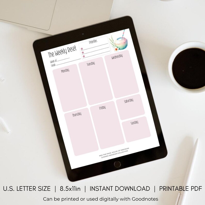Instant Download Printable Daily Planner Reset System | Cute Summer ...
