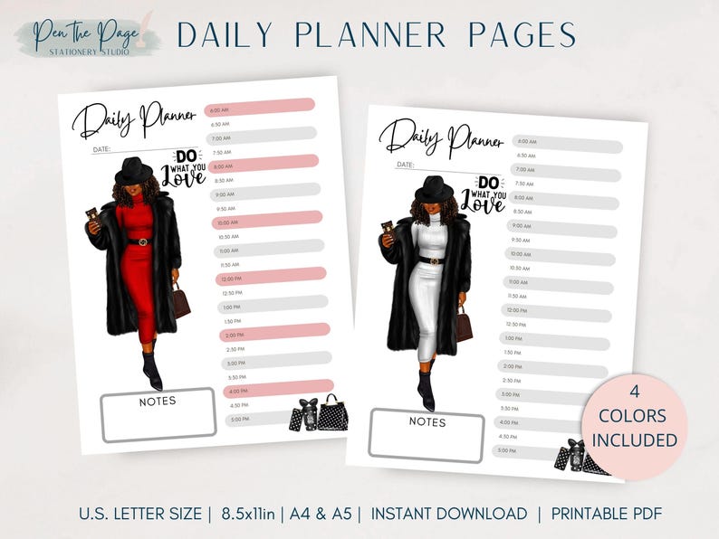 Instant Download Printable Daily Planner Page 8.5x11 A4 A5 DP 005 - Etsy