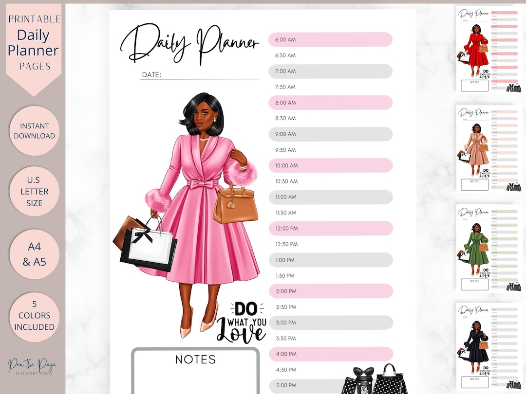 Instant Download Printable Daily Planner Page 8.5x11 | A4 | A5 | DP 004 ...