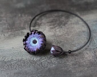 Casual necklace Black and Brown Necklace for Women Natural motifs Made of polymer clay An unusual necklace.
