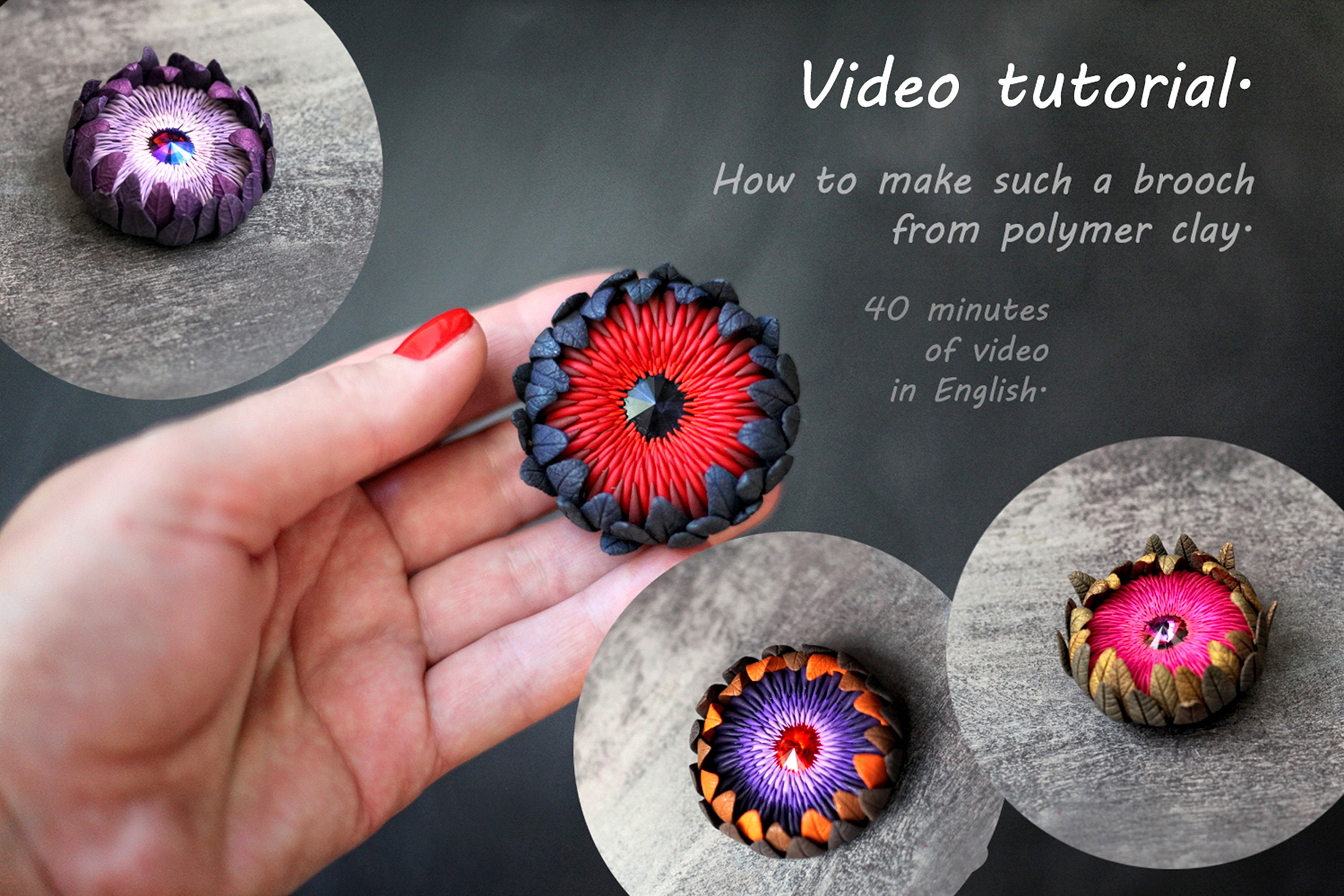 Video tutorial brooch from polymer clay Video tutorial Make Etsy