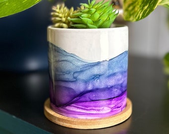 Succulent Planter - Hand Painted - Unique Gift - Colorful Succulent Pot