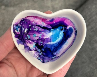 Heart-Shaped Trinket Dish - Hand Painted - Unique Gift - Colorful Trinket Dish - Jewelry Dish