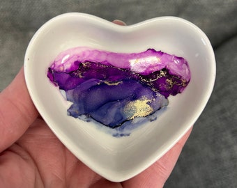 Heart-Shaped Trinket Dish - Hand Painted - Unique Gift - Colorful Trinket Dish - Jewelry Dish