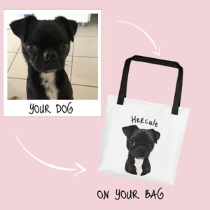 CUSTOM TOTE BAG - Cartoon Pet Portrait Print On Tote Bag