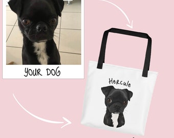 CUSTOM TOTE BAG - Cartoon Pet Portrait Print On Tote Bag