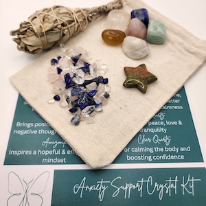 Anxiety Support Crystal Kit, Calming Anxiety Crystal Kit, Crystal Gift