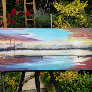 Clontarf Beauty | Dublin Bay | Original Oil Painting 36&quot; x 12&quot; | Frances Verschoyle