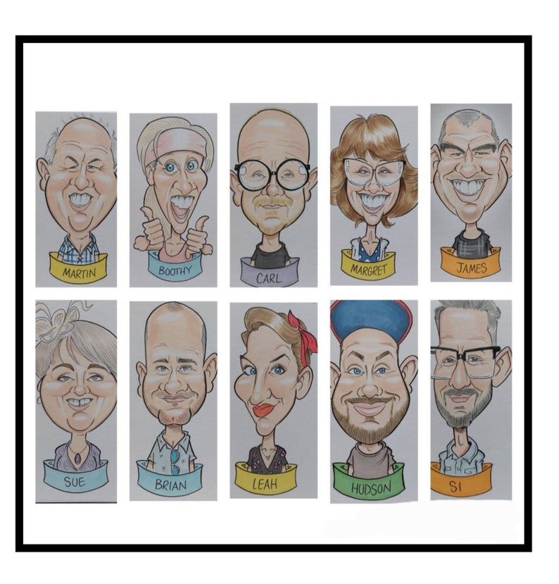 Caricature Wedding table place cards afbeelding 1