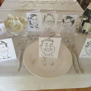 Caricature Wedding table place cards afbeelding 4