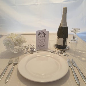 Caricature Wedding table place cards afbeelding 6
