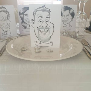 Caricature Wedding table place cards afbeelding 5