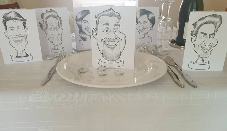 Caricature Wedding table place cards afbeelding 5