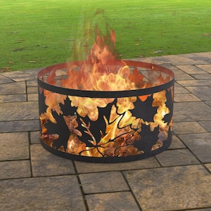 Fire Pit Ring Maple Leaves, Digital product, files DXF SVG for cnc, Plasma, Laser. FirePit Metal Art, Metal Decoration, Garden Fireplace