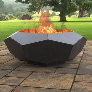 Volumetric Hexagon Fire Pit V3, Digital product, files DXF, SVG for cnc, Plasma, Laser. FirePit Metal Art, Metal Decoration Garden Fireplace