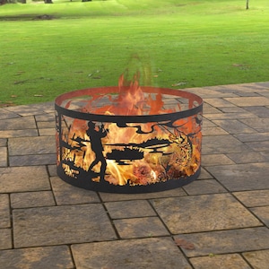 Fire Pit Ring Fishing, Digital product, files DXF SVG for cnc, Plasma, Laser. FirePit Metal Art, Decoration, Fire Pit Garden for Plasma